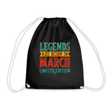 Legends are born in March Birthday in March - Drawstring Bag - black - Front