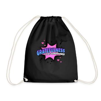 Gratitude is my superpower trait - Drawstring Bag - black - Front