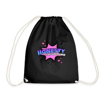 Honesty is my superpower trait - Drawstring Bag - black - Front