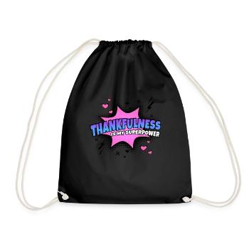Gratitude is my superpower trait - Drawstring Bag - black - Front