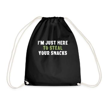 I'm Just Here To Steal Your Snacks Sarcasm - Drawstring Bag - black - Front