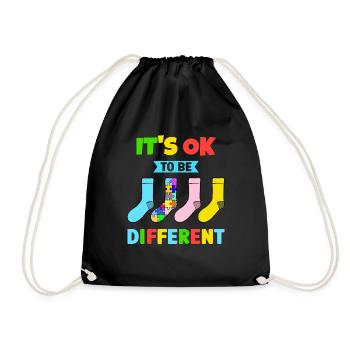 It's Ok to be Different with colorful Socks - Drawstring Bag - black - Front