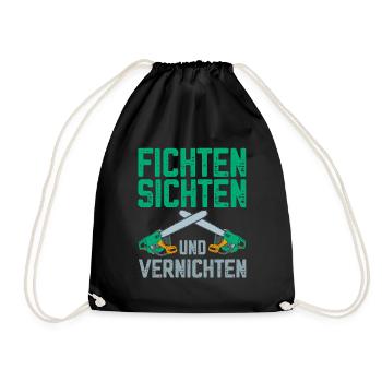 Fichten sichten und vernichten lustige Holzfäller - Turnbeutel - Schwarz - Vorne