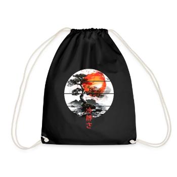 Bonsai Tree Calmness Japan Landscape Aesthetic - Drawstring Bag - black - Front