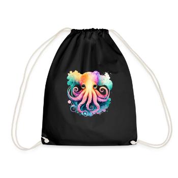 Underwater World Baby Octopus Fish in Watercolor - Turnbeutel - Schwarz - Vorne