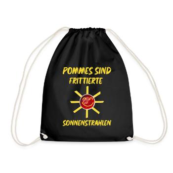 Pommes sind frittierte Sonnenstrahlen die Sonne - Turnbeutel - Schwarz - Vorne