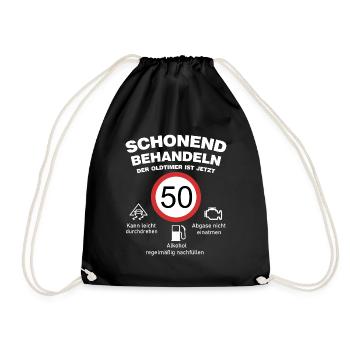 Der Oldtimer wird 50 Jahre alt lustige Auto Spruch - Turnbeutel - Schwarz - Vorne