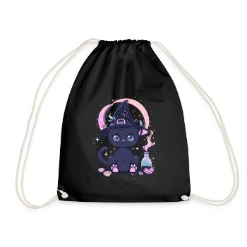 Chat Kawaii Sorcière Pastel Goth Halloween - Sac de sport léger - noir - Devant