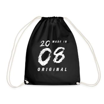Made In 2008 Original Birthday Grunge Distressed - Drawstring Bag - black - Front
