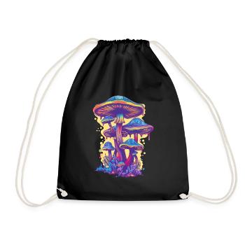 Psychedelic Pilze Magic Mushrooms Festival - Drawstring Bag - black - Front