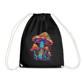 Pilze Psychedelic Magic Mushrooms Festival - Drawstring Bag - black - Front