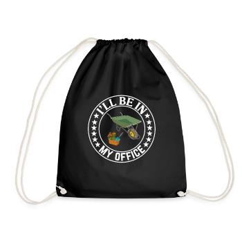 I'll be in my office the Garden Work with Flowers - Drawstring Bag - black - Front