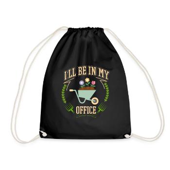 I'll be in my office the Garden Work with Flowers - Drawstring Bag - black - Front