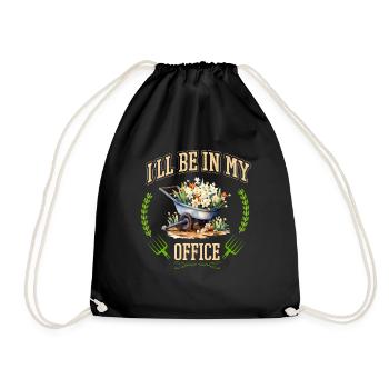 I'll be in my office the Garden Work with Flowers - Drawstring Bag - black - Front