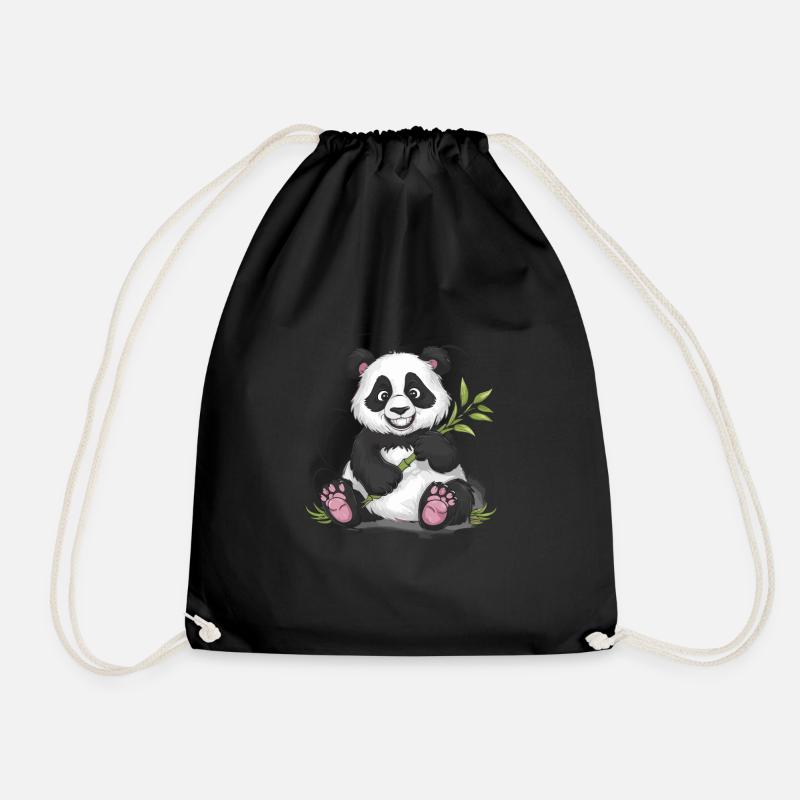 Niedlicher Panda Bambus Wald Tier Tierwelt - Turnbeutel - Schwarz