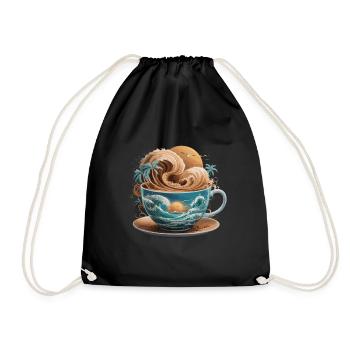 Tropical Beach Waves Kaffeetasse für eine - Turnbeutel - Schwarz - Vorne