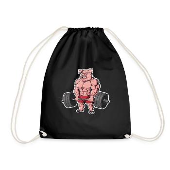 Schwein Gewichtheben Fitness-Studio - Turnbeutel - Schwarz - Vorne