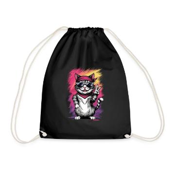 Streetstyle Katze Graffiti Kunst Streetart - Turnbeutel - Schwarz - Vorne