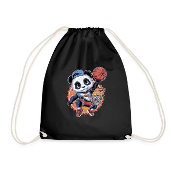 Cooler Basketball-Panda beim Slam Dunk - Turnbeutel - Schwarz - Vorne