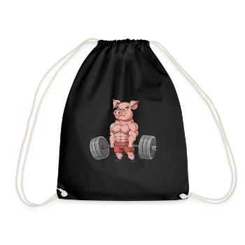 Schwein Gewichtheben Fitness-Studio - Turnbeutel - Schwarz - Vorne