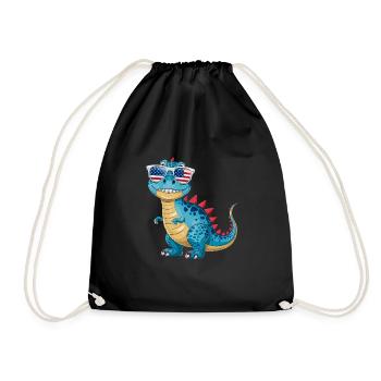 Dinosaurier-Sonnenbrille amerikanischer Flagge - Turnbeutel - Schwarz - Vorne