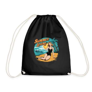 Retro Summer Loving Beach Vibes für einen - Turnbeutel - Schwarz - Vorne