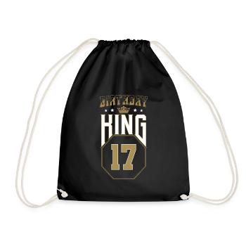 Birthday King 17 Jahre 17. Geburtstag Geschenk - Turnbeutel - Schwarz - Vorne