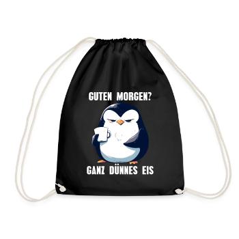 Good morning very thin ice penguin coffee - Drawstring Bag - black - Front