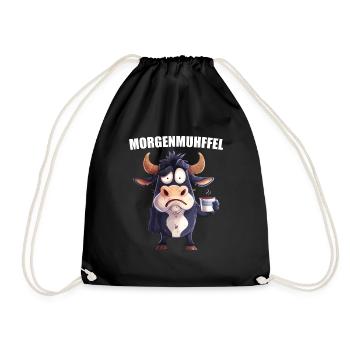 Morning Grouch Morning Muhffel Coffee Cow Sleep Shirt - Drawstring Bag - black - Front