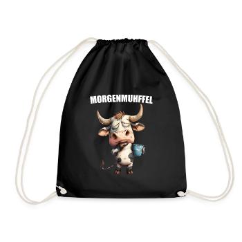 Morning Grouch Morning Muhffel Coffee Cow Sleep Shirt - Drawstring Bag - black - Front