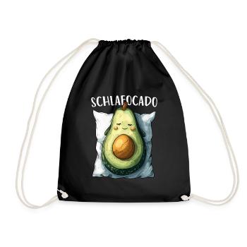 Avocado Schlafocado Morgenmuffel Kaffee Geschenk - Turnbeutel - Schwarz - Vorne
