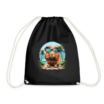 Niedliches Meerschweinchen Chilt mit Sonnenbrille - Turnbeutel - Schwarz - Vorne