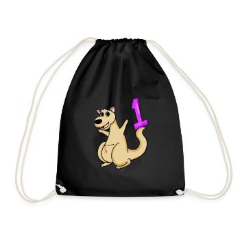 1 an - Inscription à l’école - Motif kangourou - Numéro 1 - Sac de sport léger - noir - Devant