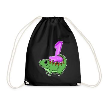 1 an - Inscription à l’école - Motif Iguane - Numéro 1 - Sac de sport léger - noir - Devant