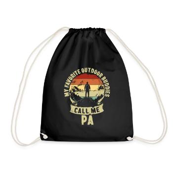 Outdoor Buddies Father's Day Father Kids Gift - Drawstring Bag - black - Front