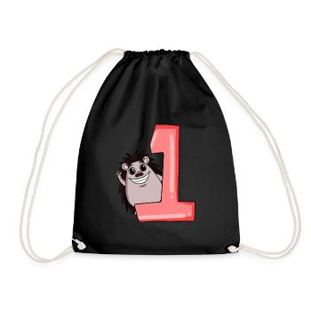1 an - inscription à l’école - motif hérisson - numéro 1 - Sac de sport léger - noir - Devant