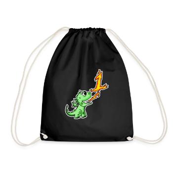 1 an - Inscription à l’école - Motif Dragon - Numéro 1 - Sac de sport léger - noir - Devant