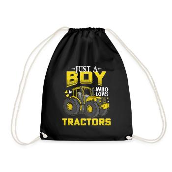 Just a Boy Who Loves Tractors funny Tractor Saying - Drawstring Bag - black - Front