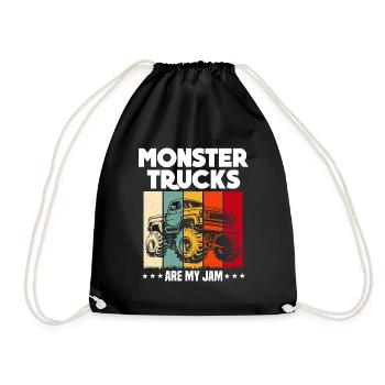 Monster Trucks Are My Jam funny Truck Cars Quotes - Drawstring Bag - black - Front