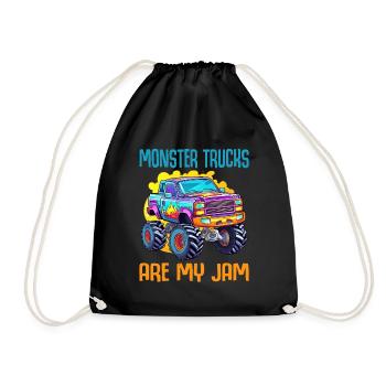 Monster Trucks Are My Jam funny Truck Cars Quotes - Drawstring Bag - black - Front