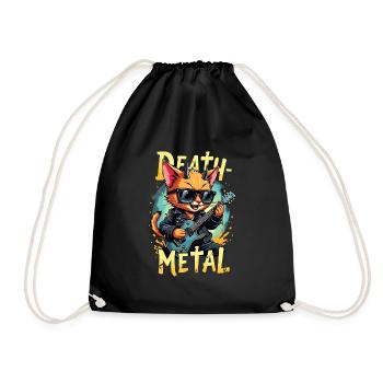 Katze Musiker mit E-Gitarre - Turnbeutel - Schwarz - Vorne