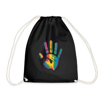 Bunte Hand Handabdruck für alle die Handabrücke - Turnbeutel - Schwarz - Vorne
