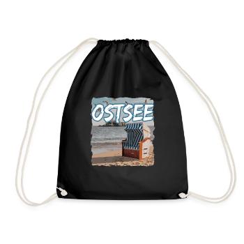 Ostsee Strandkorb - Turnbeutel - Schwarz - Vorne