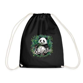 Niedlicher Panda Bambus Wald Tier Tierwelt - Turnbeutel - Schwarz - Vorne