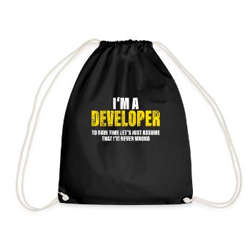 Developer Funny Saying Profession Colleague Gift - Drawstring Bag - black - Front