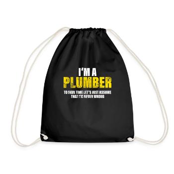 Plumber Funny Saying Profession Coworker Gift - Drawstring Bag - black - Front