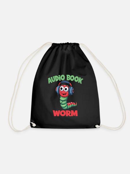 Audio Book Worm Hörbuch Hörspiel für Hörbuch - Turnbeutel - Schwarz