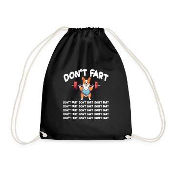Lustiger Hund Gym Don't Fart Weightlifting Furz - Turnbeutel - Schwarz - Vorne