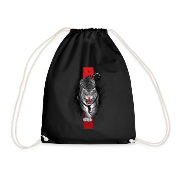 Vintage Tiger Retro Wildtier - Turnbeutel - Schwarz - Vorne