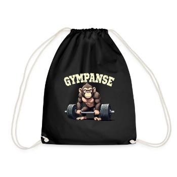 GYMPANSE Wortspiel Schimpanse Gym - Turnbeutel - Schwarz - Vorne